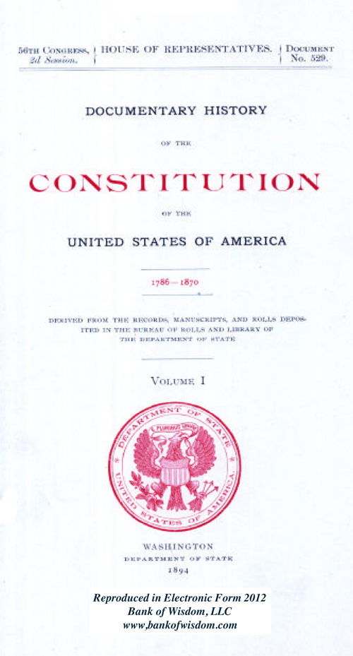 Documentary History of the Constitution of the U.S.A. Set